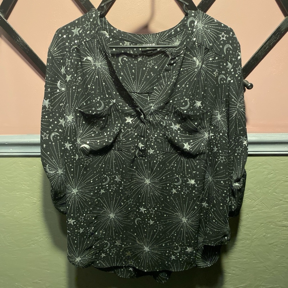 Torrid Moon and Star Harper Georgette Pullover 3/4 Sleeve Tunic Blouse
